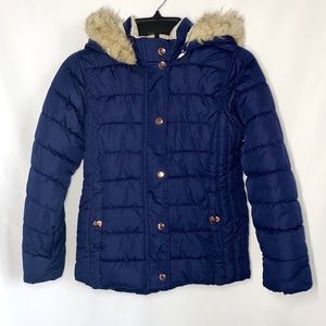 Old Navy Girls Faux Fur Puffer Jacket